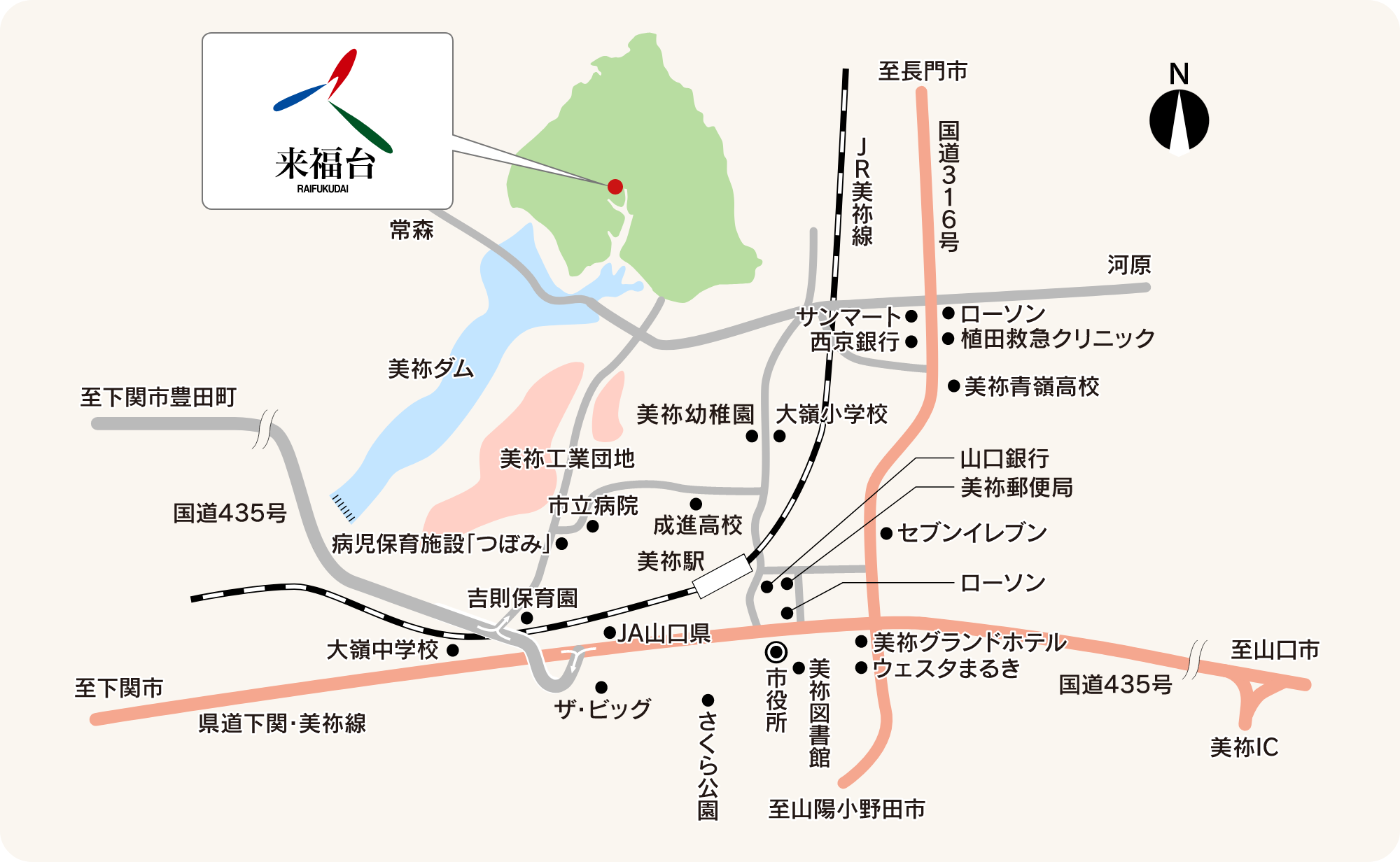 画像：来福台周辺の詳細マップ